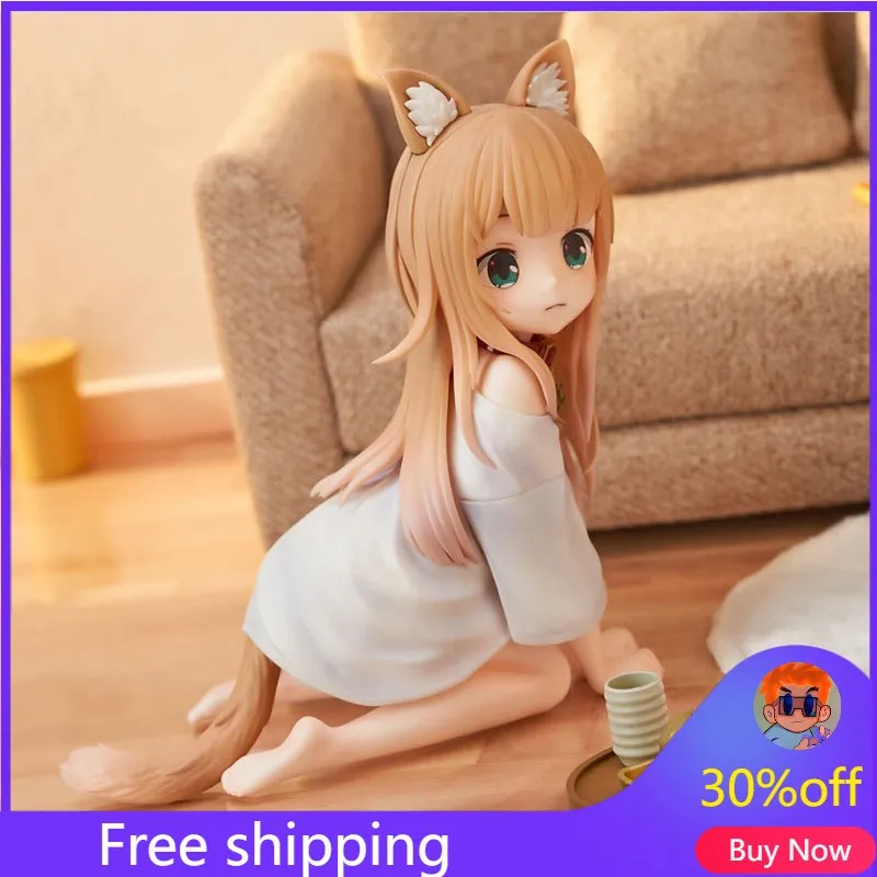 

My Cat Is A Cute Girl Cartoon Figure Kneeling Posture Soybean Powder Cat Girl Figurine Ornament Gift Desktop Children's Toys