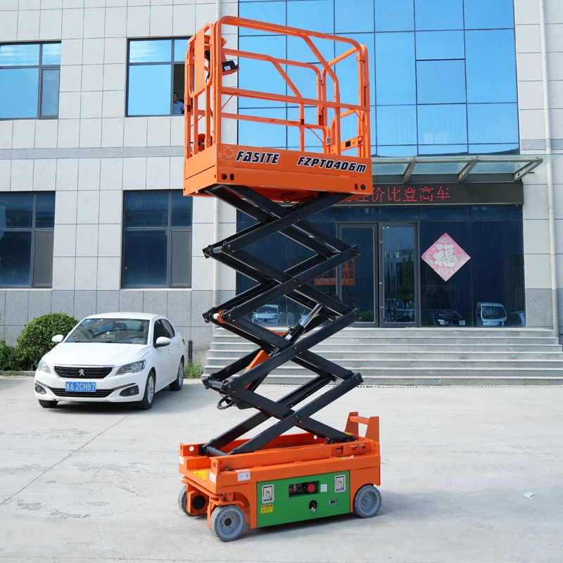 Small Electric Mobile Scissor Lift Table Lift 4m 6m 8m 10m 12m Lifting Height Hydraulic Aerial Scissor Type