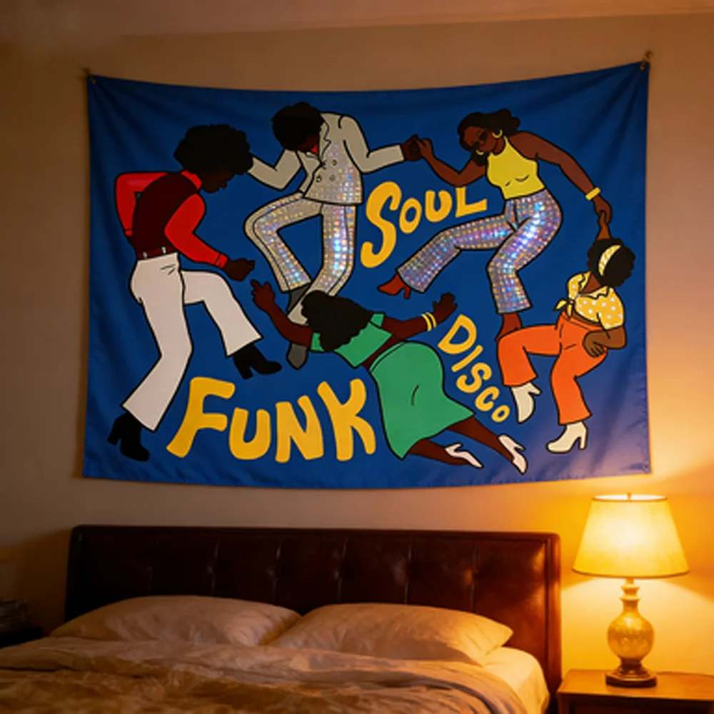 Funk Jazz Music Decorative Canvas Tapestry Wall Art for Music Rooms Music Training Studios Bedroom Background