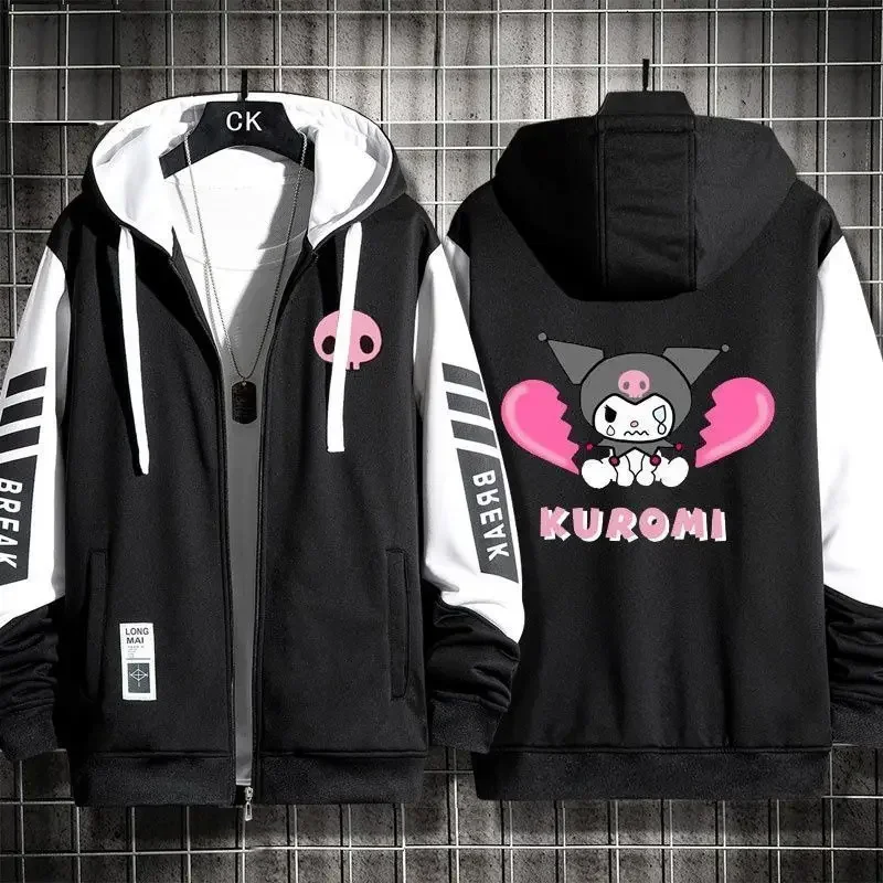 New Sanrio Kuromi Loose Hooded Anime My melody Cartoon Students Sports Jacket 100Kg Can Be Worn Track Jacket Casual Sweater Gift