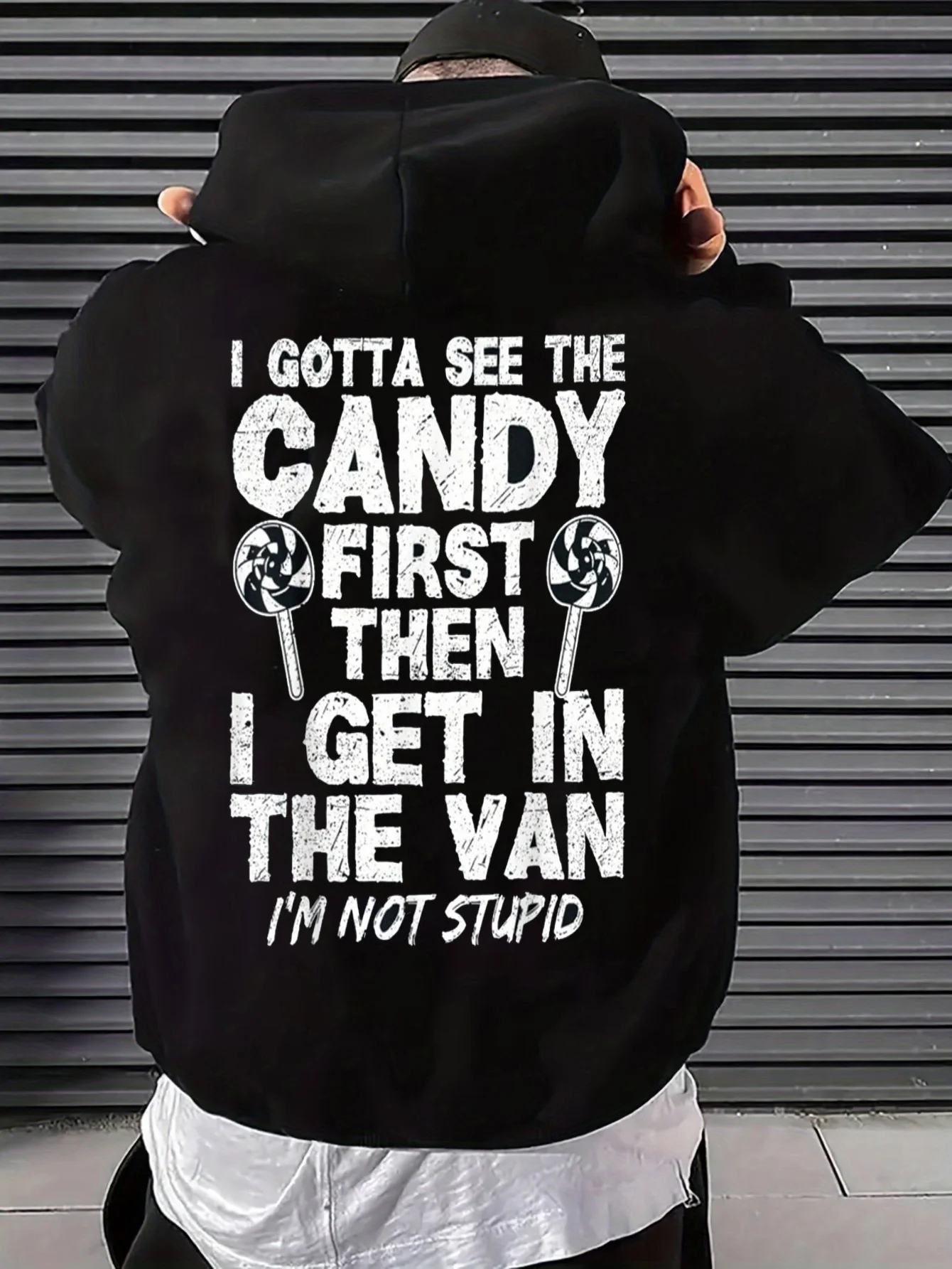 Men's Fun Retro Lollipop Hoodie with Text 