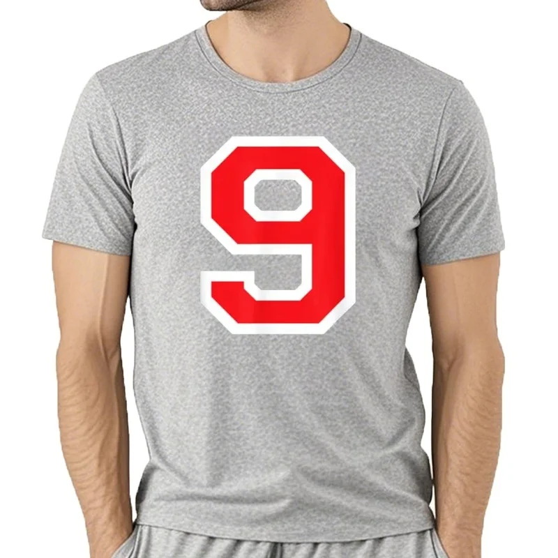 Número #   9 bloque rojo letras número jugador 13th estilo hombres mujeres ropa estampada suave ropa de calle camisetas