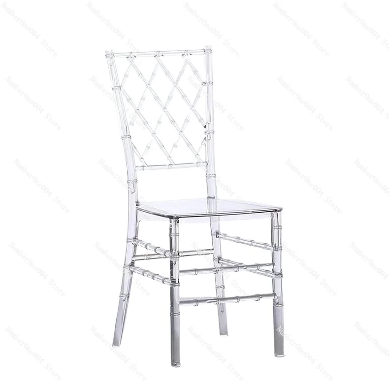 Applicable to Transparent crested chair outdoor wedding hotel chair plastic acrylic crystal chair wedding high back meal