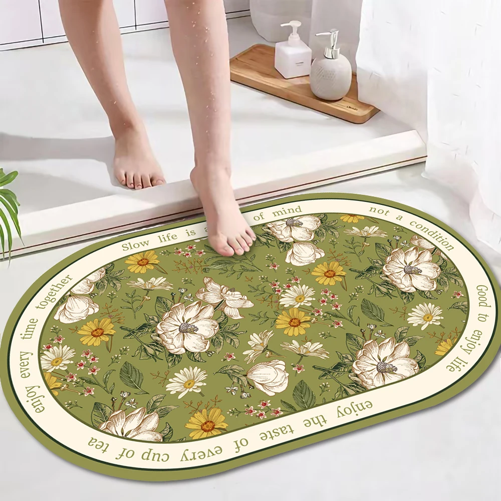 INS Super Absorbent Bath Mat Quick Drying Bathroom Rug Non-slip Entrance Doormat Nappa Skin Floor Mats Toilet Carpet Home Decor