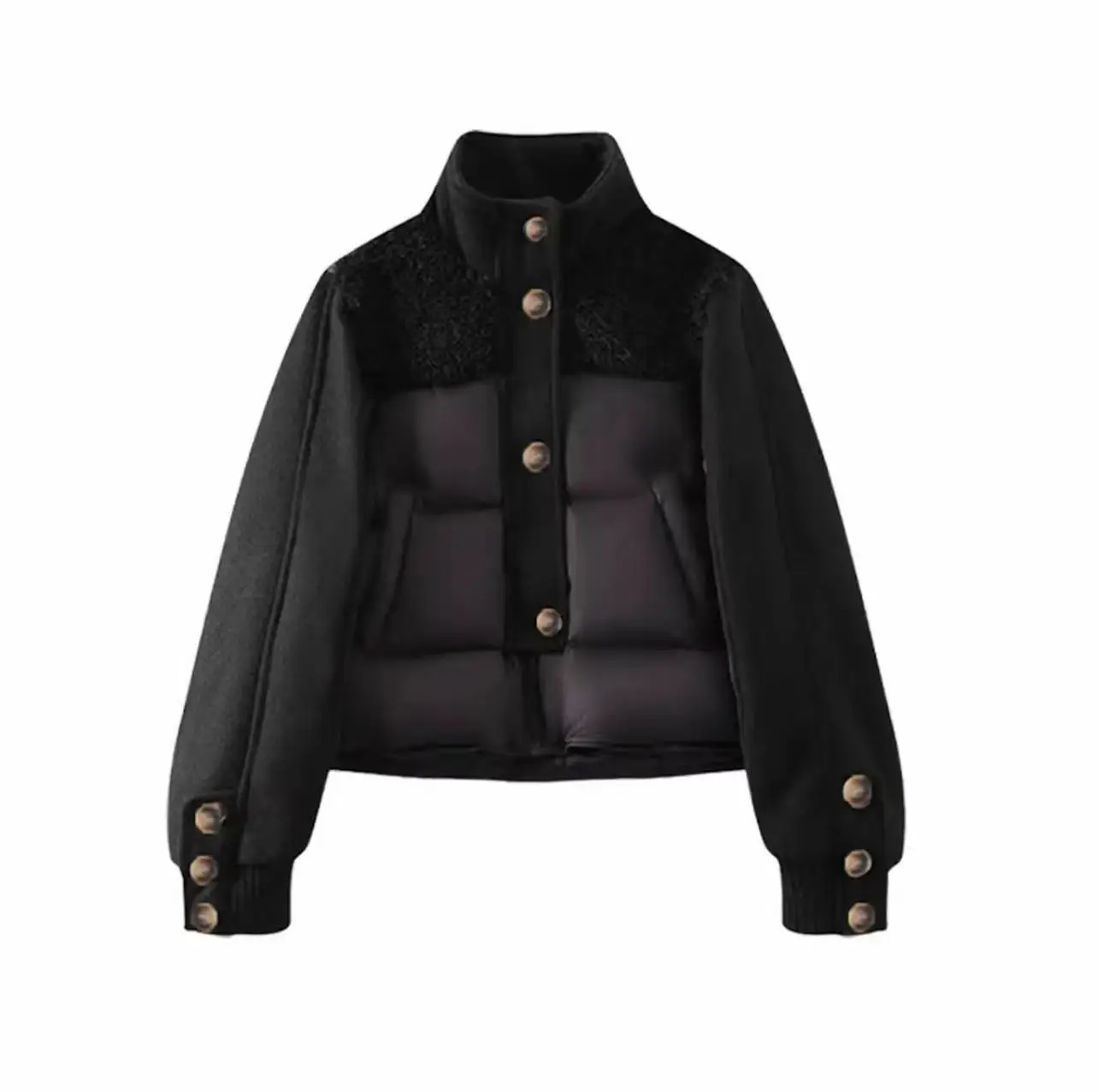Women Parkas Winter Coat New Korean Small Fragrant Jacket Splicing Stand Collar Warm Cotton Padded Short Jacket Female Outerwear 6