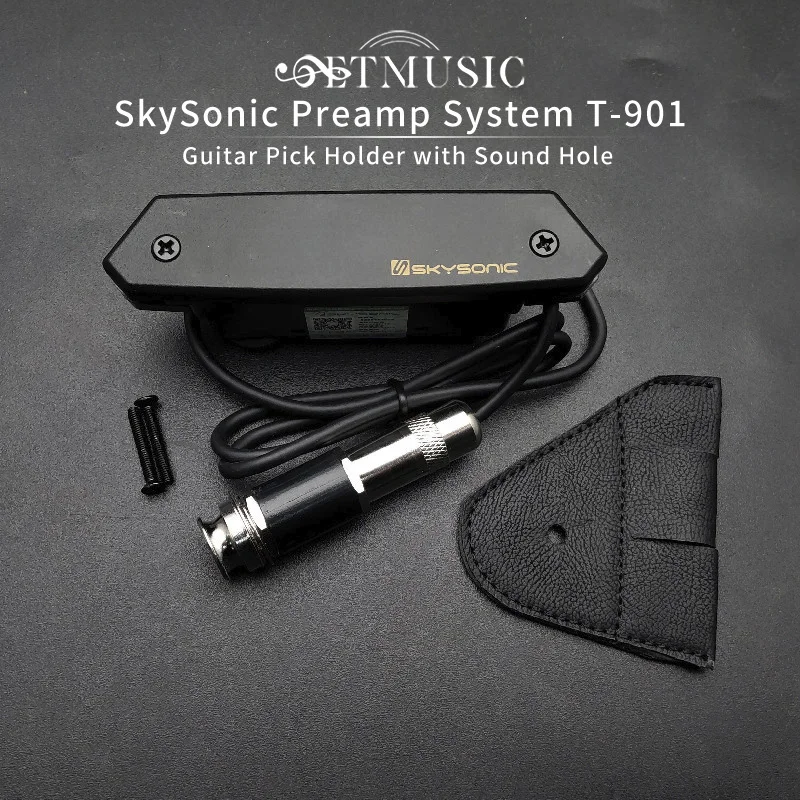 SkySonic Preamp System T-901 Piezo Pickup, Pickup Volume 81-98mm Guitar Pick Holder with Sound Hole