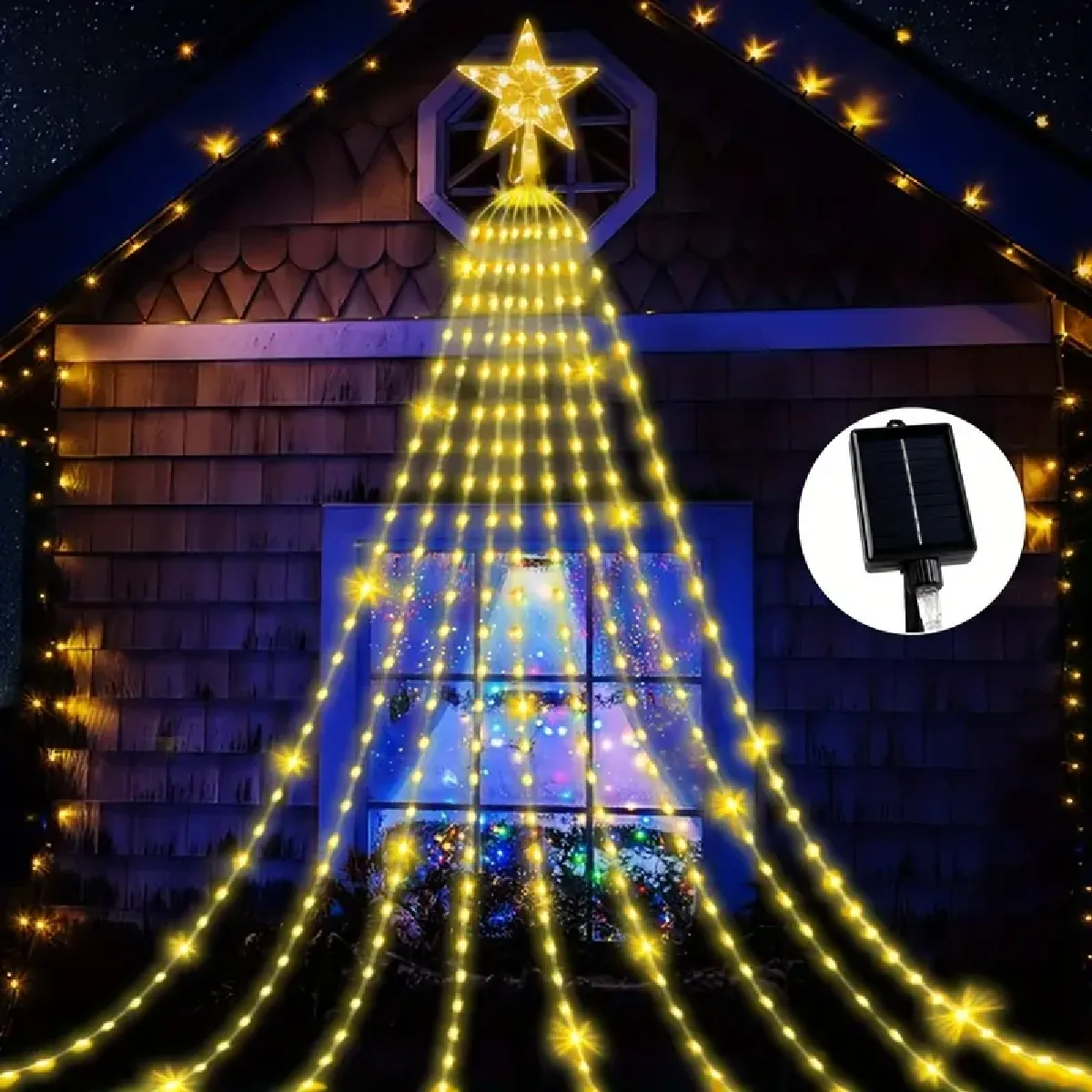 3M/2M Outdoor Christmas Decoration Light String IP67 LED Starry String Lights with Pentagram for Home Party Holiday Lighting