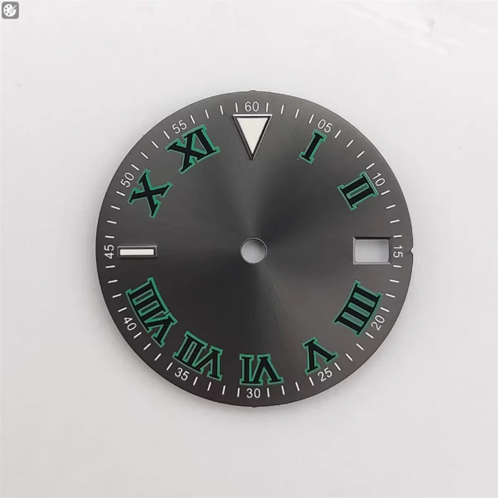 28.5MM Watch Dial Sunburst Roman/ Arabic Numeral Single Calendar Dial With Rail Ring for NH35/36/4R/7S Movement
