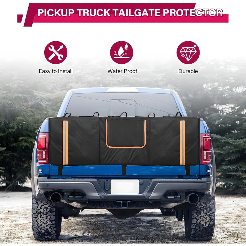 وسادة الباب الخلفي للدراجة الجبلية مقاس 53 بوصة مع شريط عاكس وحقيبة أدوات، مناسبة للشاحنات المدمجة والمتوسطة الحجم #6