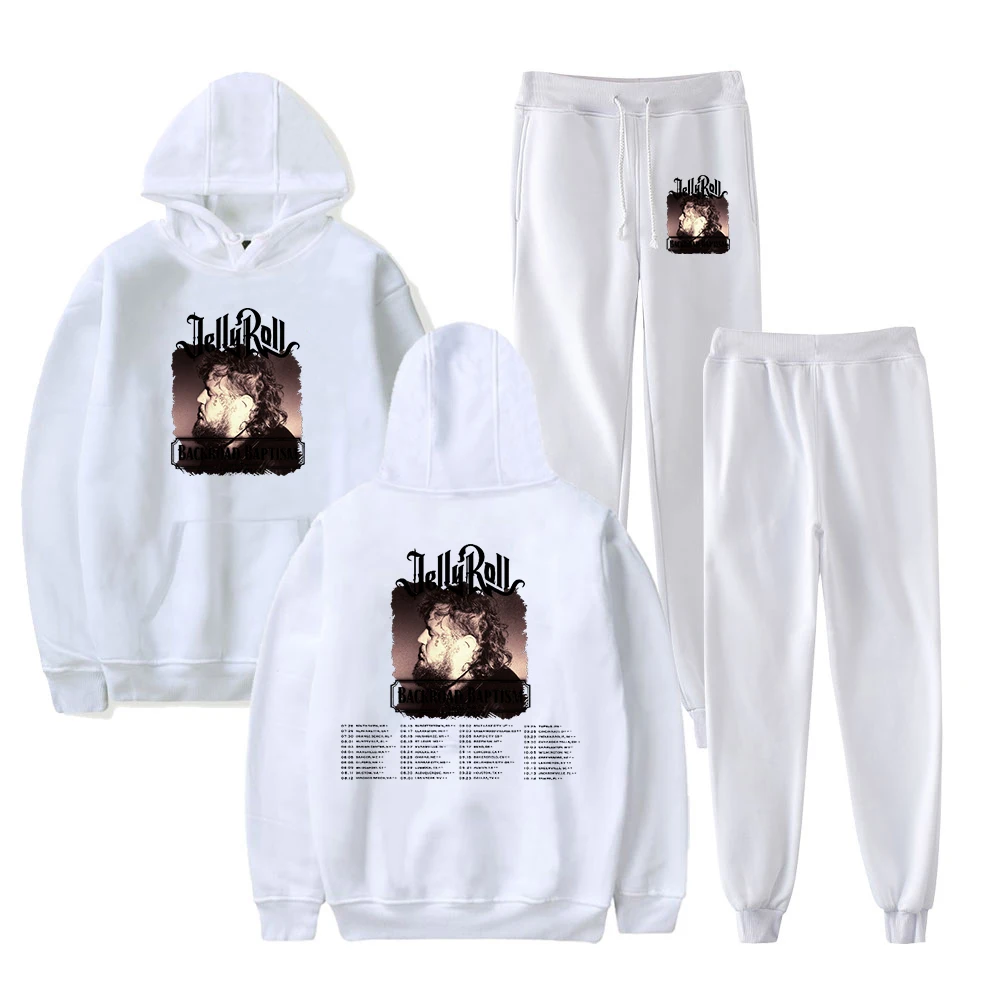 Jelly Roll Merch 2023 Backroad Baptism Tour Hoodie Jogger Pants Two Piece Set Sweatshirts+Sweatpants Women Men's Set