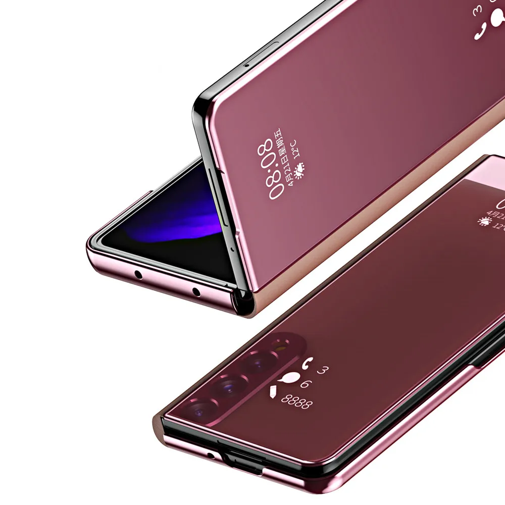 Smart Window Case for Samsung Galaxy Z Fold 4 5G Plating Mirror Leather Cover For Samsung Galaxy Z Fold 3 W22 Flip-Free Answer