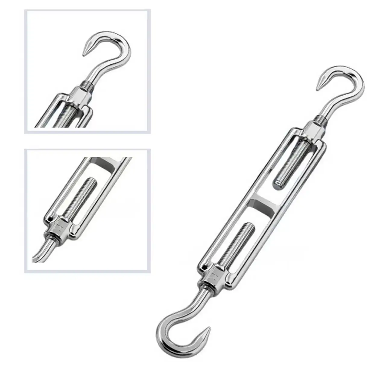 1-5PCS Hook And Eye CC Type Turnbuckle Size Stainless Steel 304 Heavy Duty Rigging Sailing Hardware Turnbuckle Wire Rope Tension