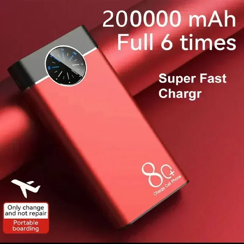 200000mAhPower Bank Super Fast Chargr PowerBank Portable Charger Digital Display External Battery Pack for iPhone Xiaomi Samsung