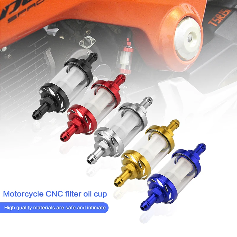 

8mm CNC Aluminum Alloy Motorcycle Gas Fuel Gasoline Oil Filter Moto Accessories For ATV Dirt Pit Bike Motocross Moto Accessories