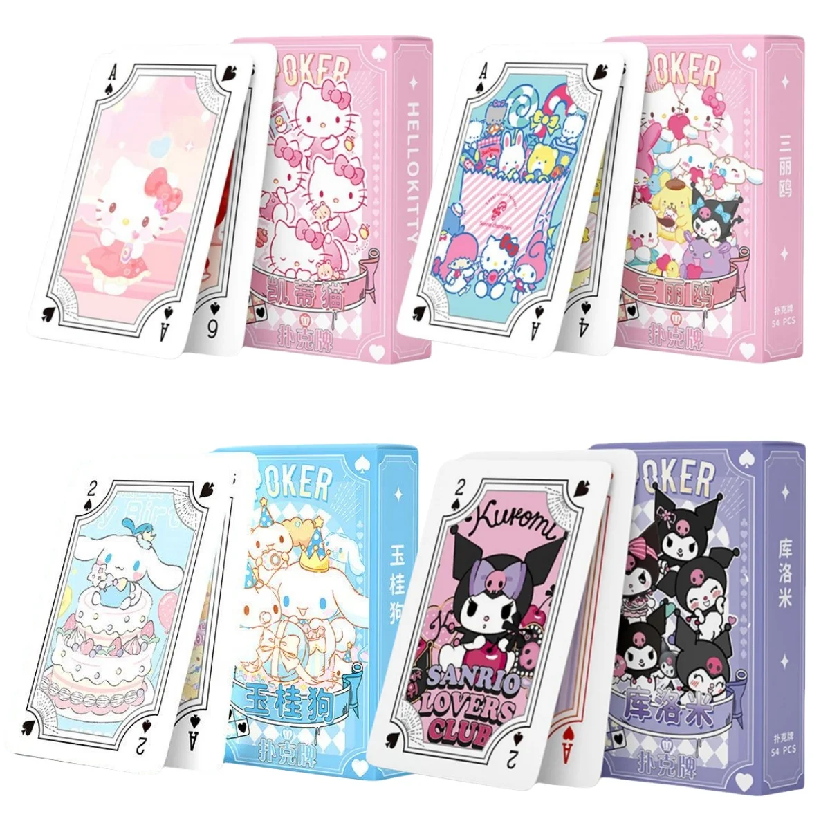 

Sanrio, игры в покер, искусственные игры, аниме Hello Kitty Kuromi Cinnamoroll, детские игрушки, искусственная манга, игральные карты