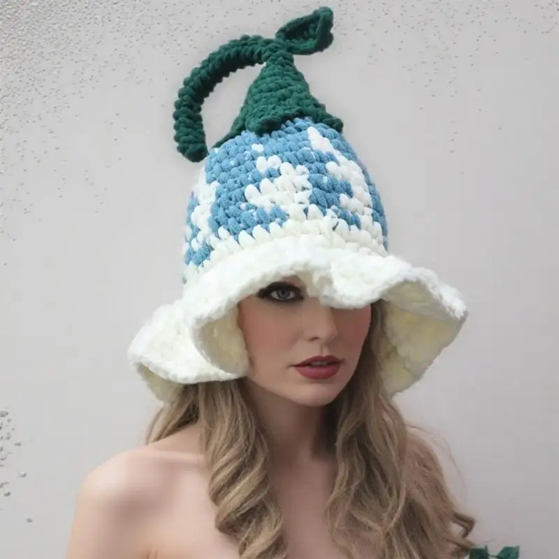 2025 New Lovely Crochet Pumpkin Flower Hat for Halloween Party Dressingup Knitted Fisherman Hat For Holiday Costume Event Props