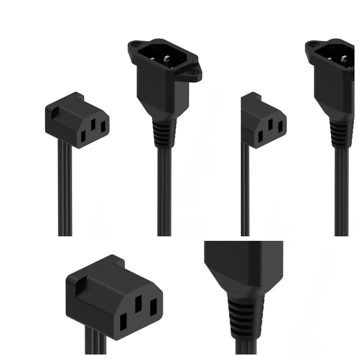 Newly Upgraded Durable Household 90 Degree Elbow Power Extension Cable - Ultra Thin Soft C13 to C14 3 Pins