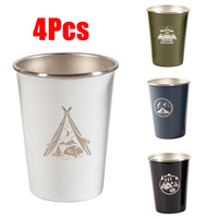 Outdoor Camping BBQ 4Pcs/Set 350ml Stainless Steel Metal Beer Cup Coffee Tumbler Tea Milk Mugs Water Pint Cups