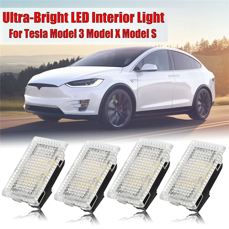 2PCS LED Interior Lights Trunk Area Light Foot Area Floor Light Side Door Courtesy Light For for Tesla Model 3 S X Y