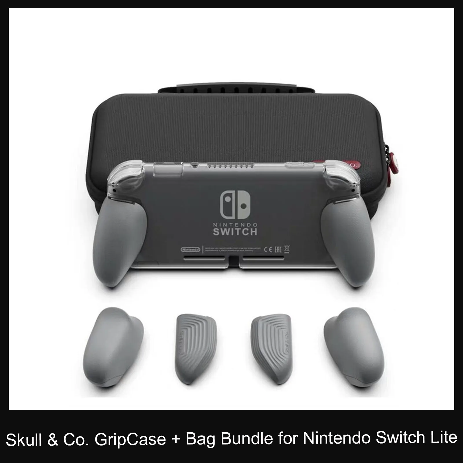 Skull & Co. GripCase Lite Protective Case Cover Shell with Maxcarry Case Hard Bag for Nintendo Switch Lite Game Accessories