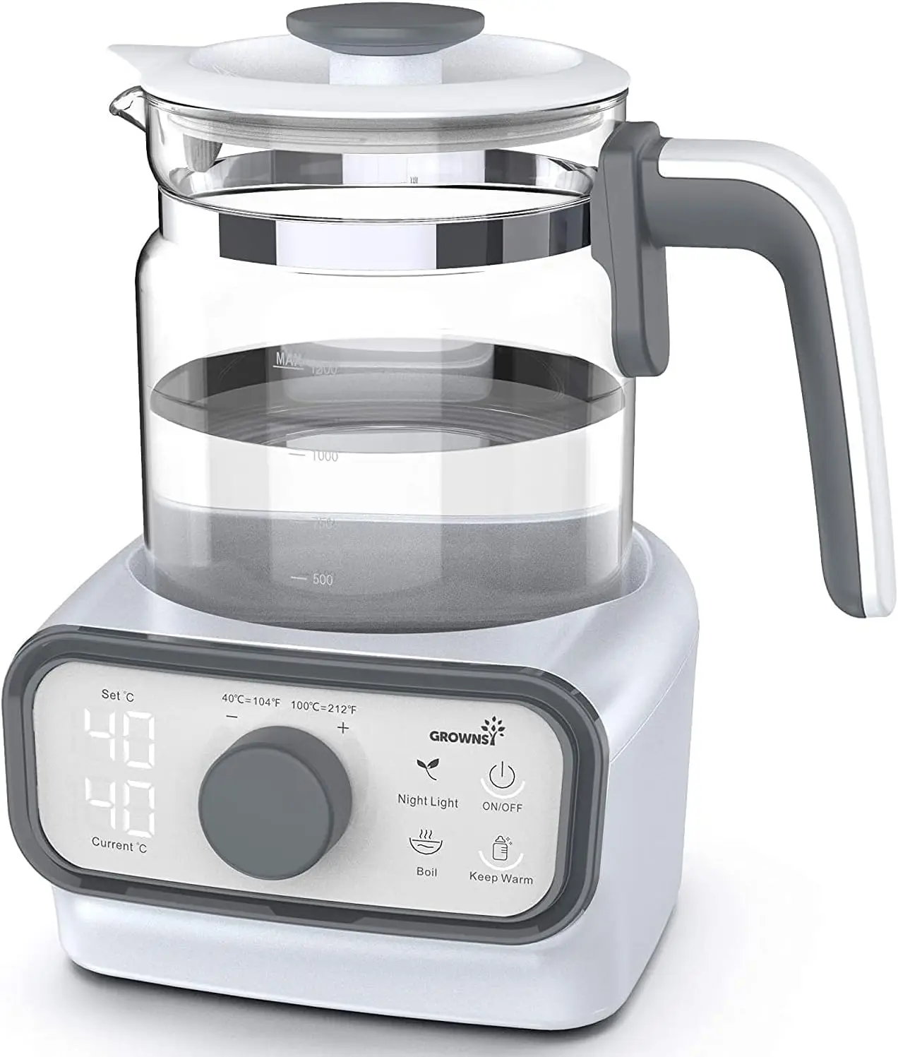 

1.2L Electric Kettle with LCD Display, Timer & Accurate Temp Control for Formula, Coffee, Tea - Instant Warmer