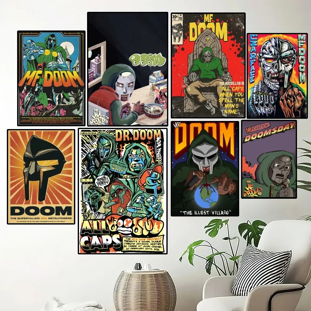 M-MF DOOM Rapper Poster Painting Wall Pictures For Living Room Decor Sticker