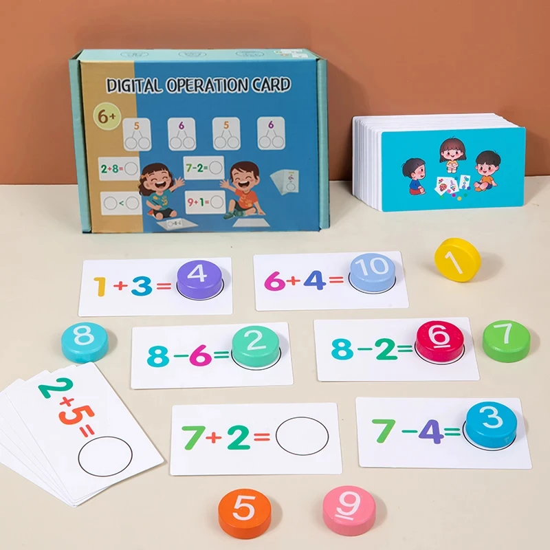 Zabawki matematyczne Montessori dla dzieci karty arytmetyczne dopasowywanie gry dodawanie odejmowanie parafia wczesna edukacja zabawki do liczenia dla dziecka