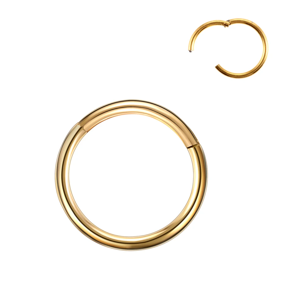 1/5PCS Titanium Segment Nose Rings Gold Color Body Clips Hoop For Women Men Conch Helix Cartilage Rook Earring Piercings Jewelry