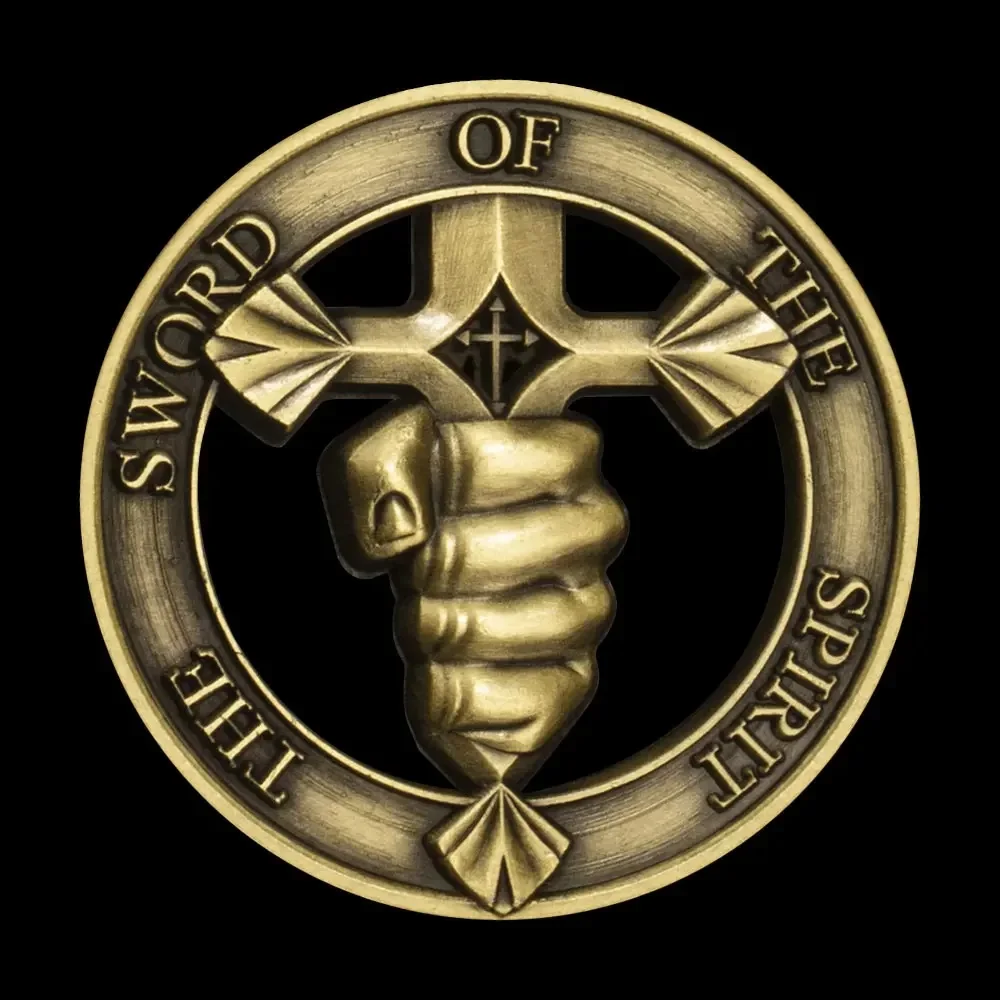 Patriotic Commemorative Coin - Sword of the Spirit & Hands Trained for War (Psalm 144:1) Collectible Challenge Coin