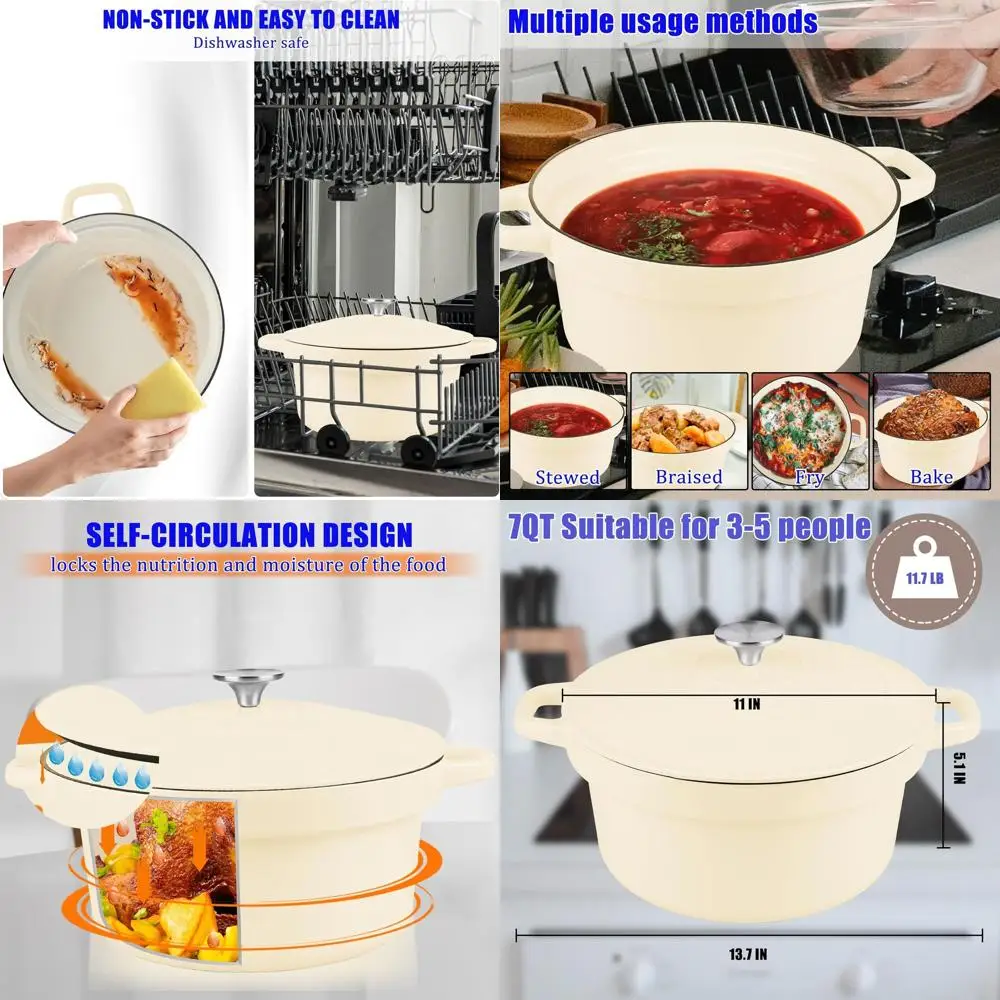 

Enameled Cast Iron Dutch Ovens - Oven Safe, Non-Stick Ceramic, Perfect for Sourdough Bread Baking, 10 Pcs Bread Paper Liners Inc