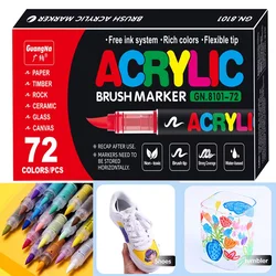 12-120 Colors Acrylic Paint Markers Brush Tip, Professional-Grade Paint Pen for Rock, Glass, Plastic, Fabric & Creative Crafts