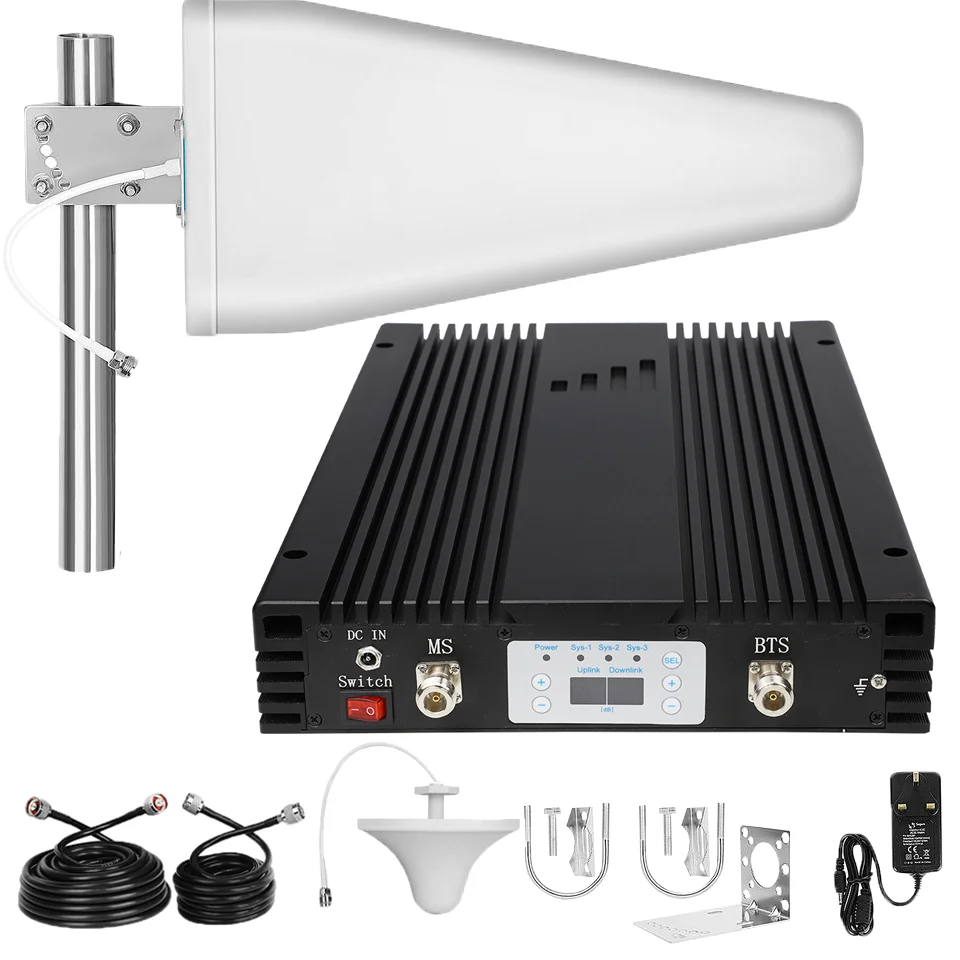 

Gold seller GSM 900 1800 2100MHz High Power Mobile Signal Booster Repeater Coverage 6000sqm Suitable for Large Buildings