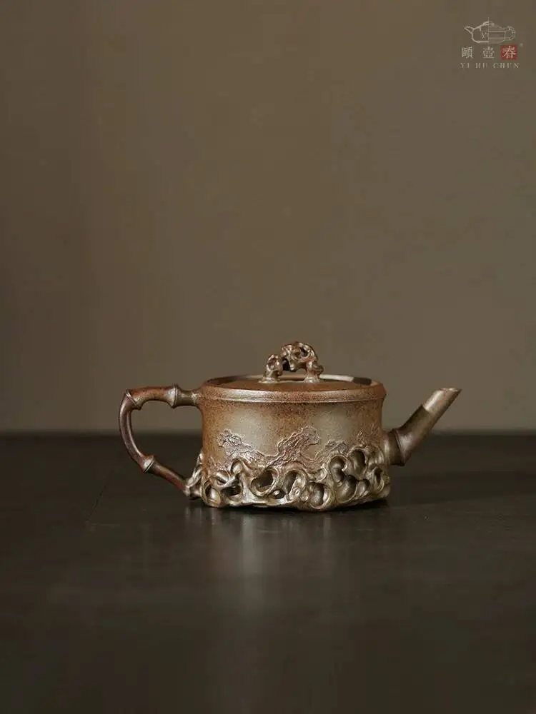 Yi Hut Spring High-End Yixing Purple Clay Teapot, Masterfully Handcrafted Tea Brewing Pot, Made From Segment Clay, Fired In