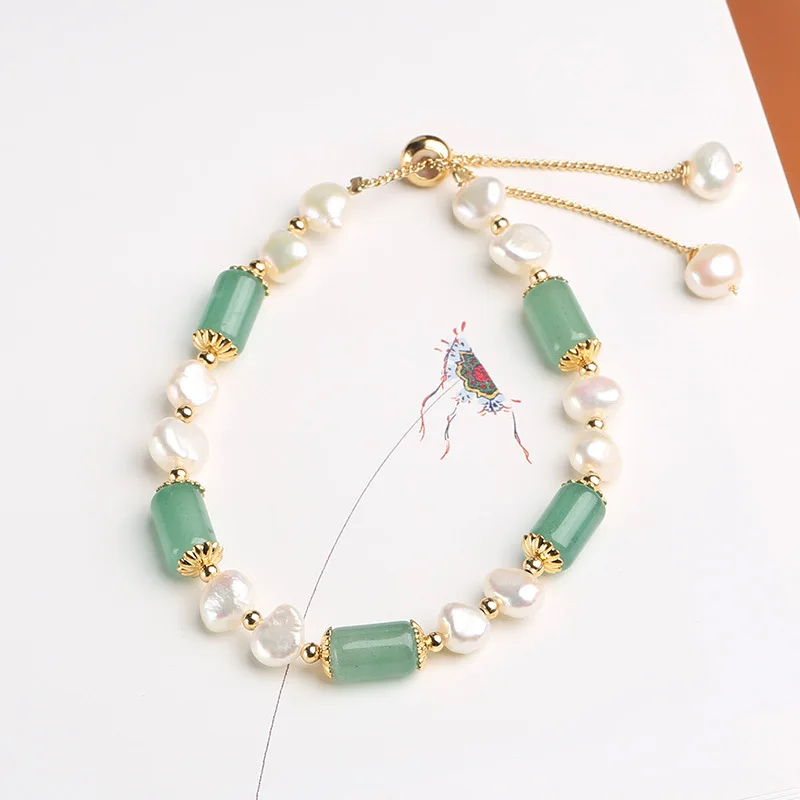 

Натуральный нефрит, авантюрин, бочонок, бусина, барокко, нерегулярный жемчуг, простой элегантный женский браслет с покрытием из 14-каратного золота