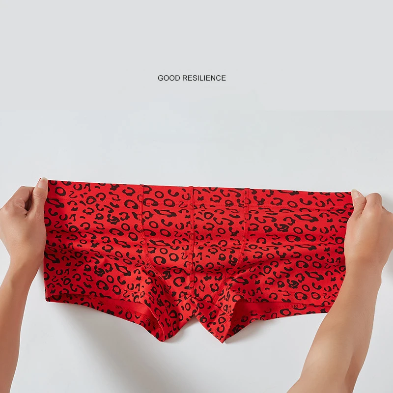 Cotton Fashion Personality Sexy Leopard Print Man Underwear U Pouch Bag Low Waist Tight Seamless Breathable Soft Boxers