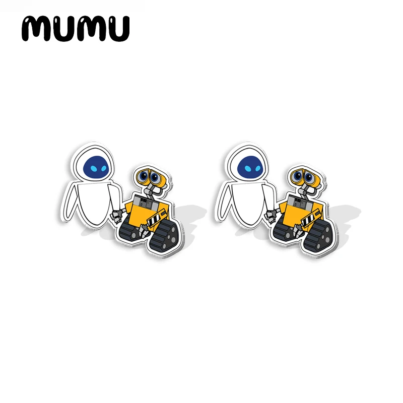 2024 New Wall E and Eve Stud Earring Cute Robot Epoxy Jewelry Resin Acrylic Earrings Handmade Gifts Fans