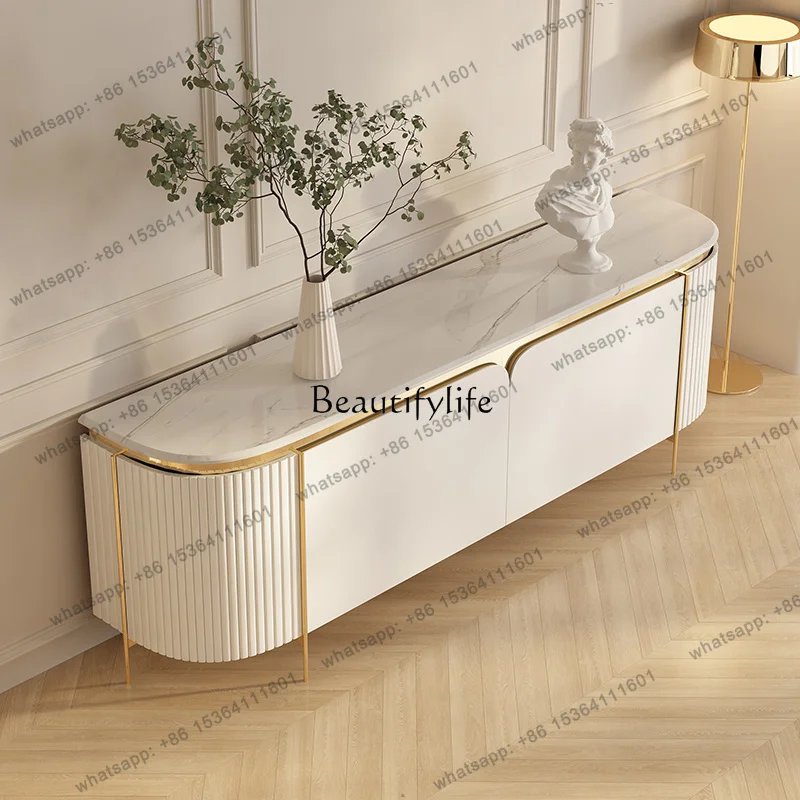 XX Nordic Light Luxury Marble TV Cabinet Simple Modern Living Room Floor Cabinet Solid Wood