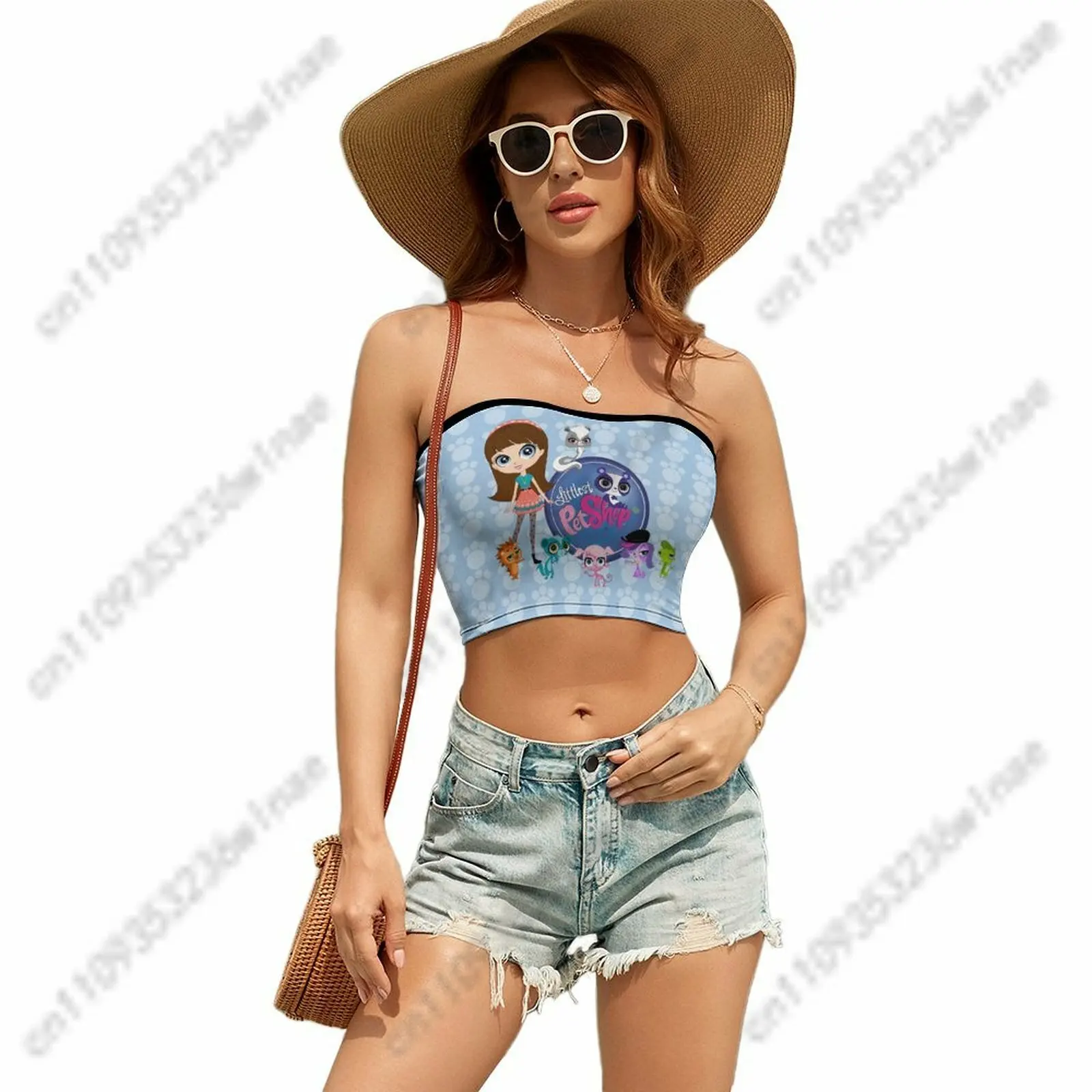 

Littlest Pet Shop Strapless Tops Womens Tube Top Soft Sleeveless T-Shirt Daily Commuting Casual Custom Tank Top Cosplay Tube Top