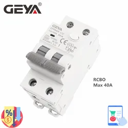 GEYA GYR9NM 230V RCBO 6KA MCB Residual Current Circuit Breaker With Over Current And Leakage Protection 10A 16A 25A 32A 40A