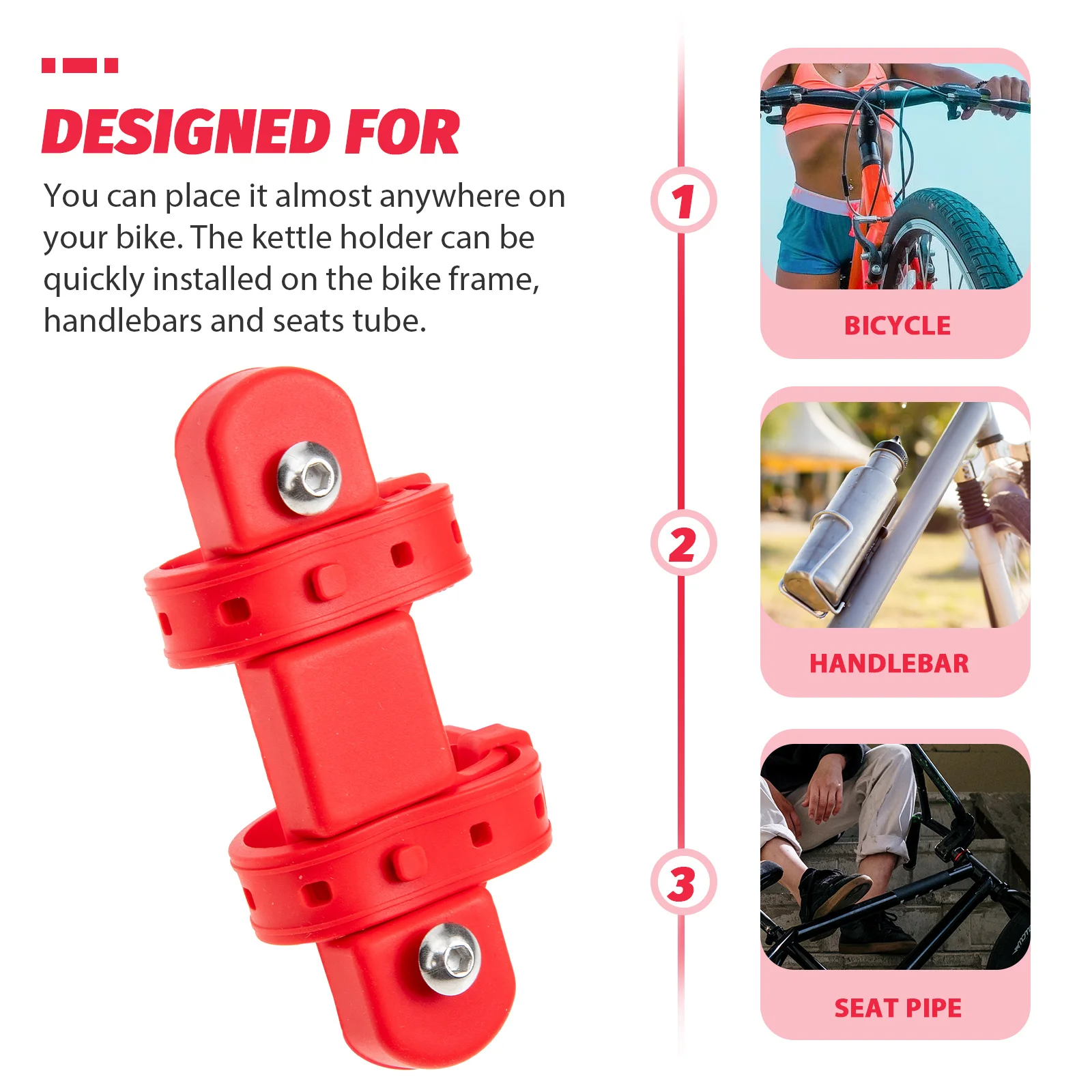 

1 Set Bike Water Bottle Holder Silicone Mount Base Adjustable Strap No Screw Bottle Cage Adapter For Bicycle Stroller Frame