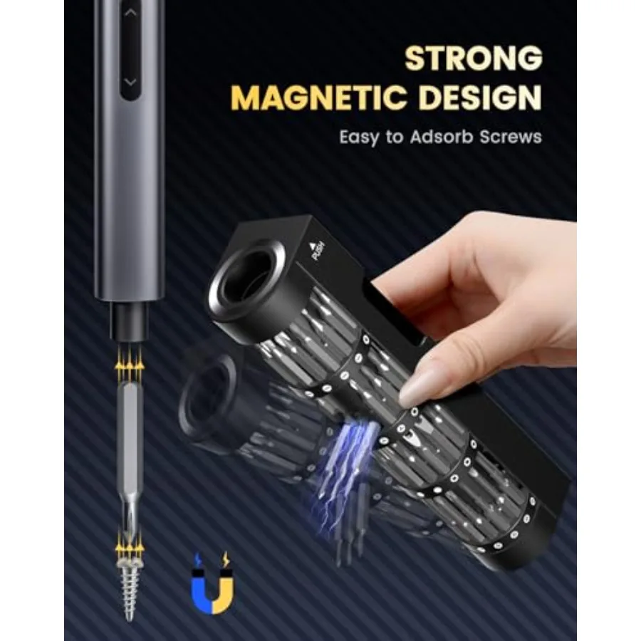 Rechargeable Cordless Electric Screwdriver Set with Precision Bits LED Lights Charging Cable and Compact Carrying Case Ideal fo