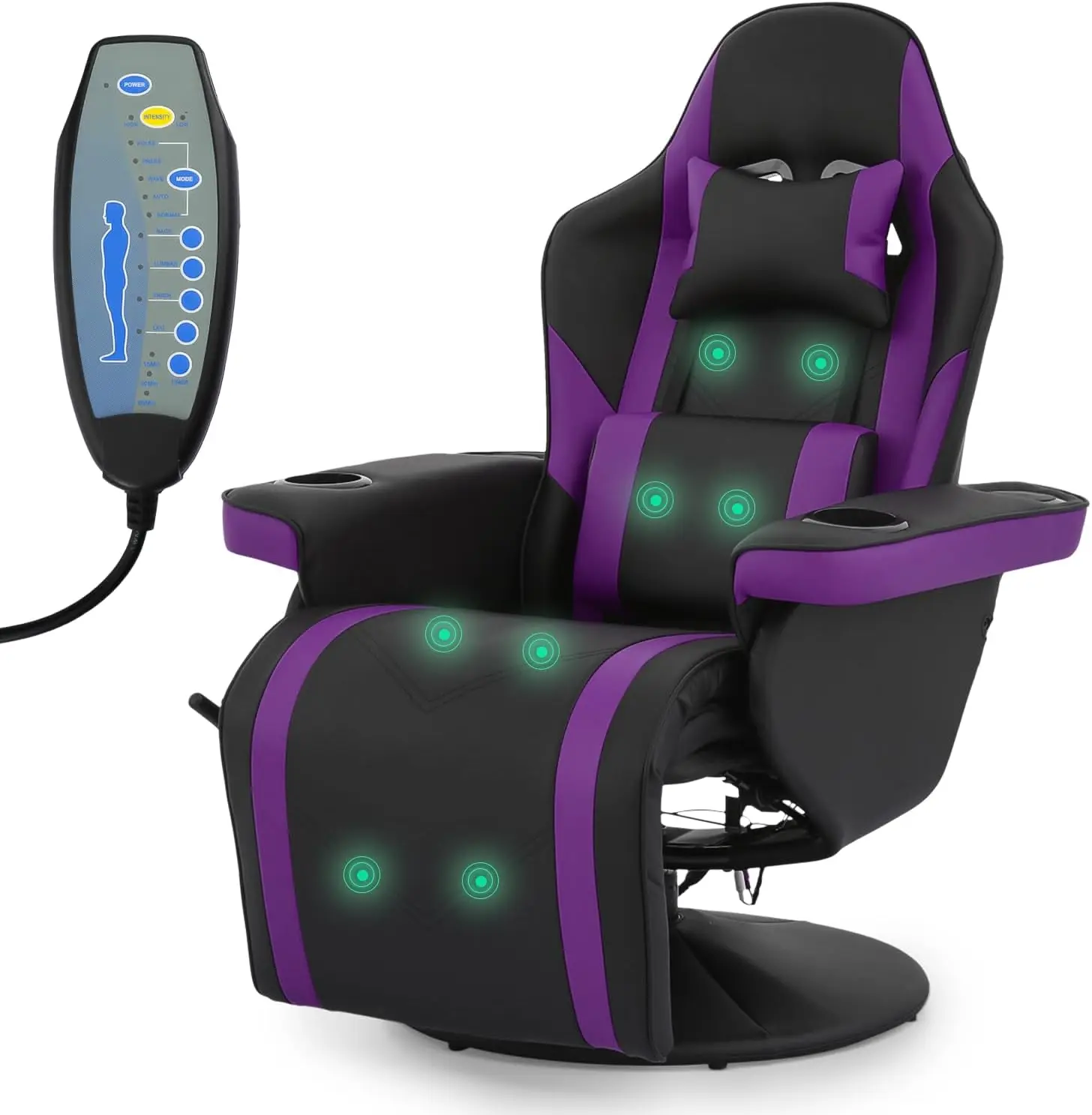 Magshion Massage Gaming Recliner Chair Ergonomic Computer Chair For Adults Teens, Pu Leather Seat Swivel Adjustable Reclining