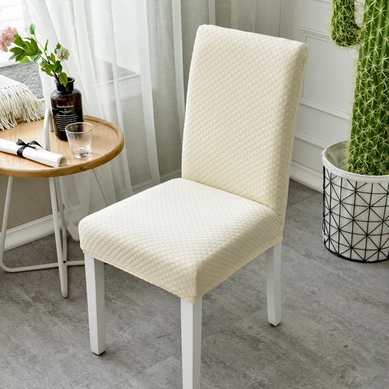 

Half Knitted Elastic Chair Cover Solid Color Simple Household Dining Table One Piece Chair Cover