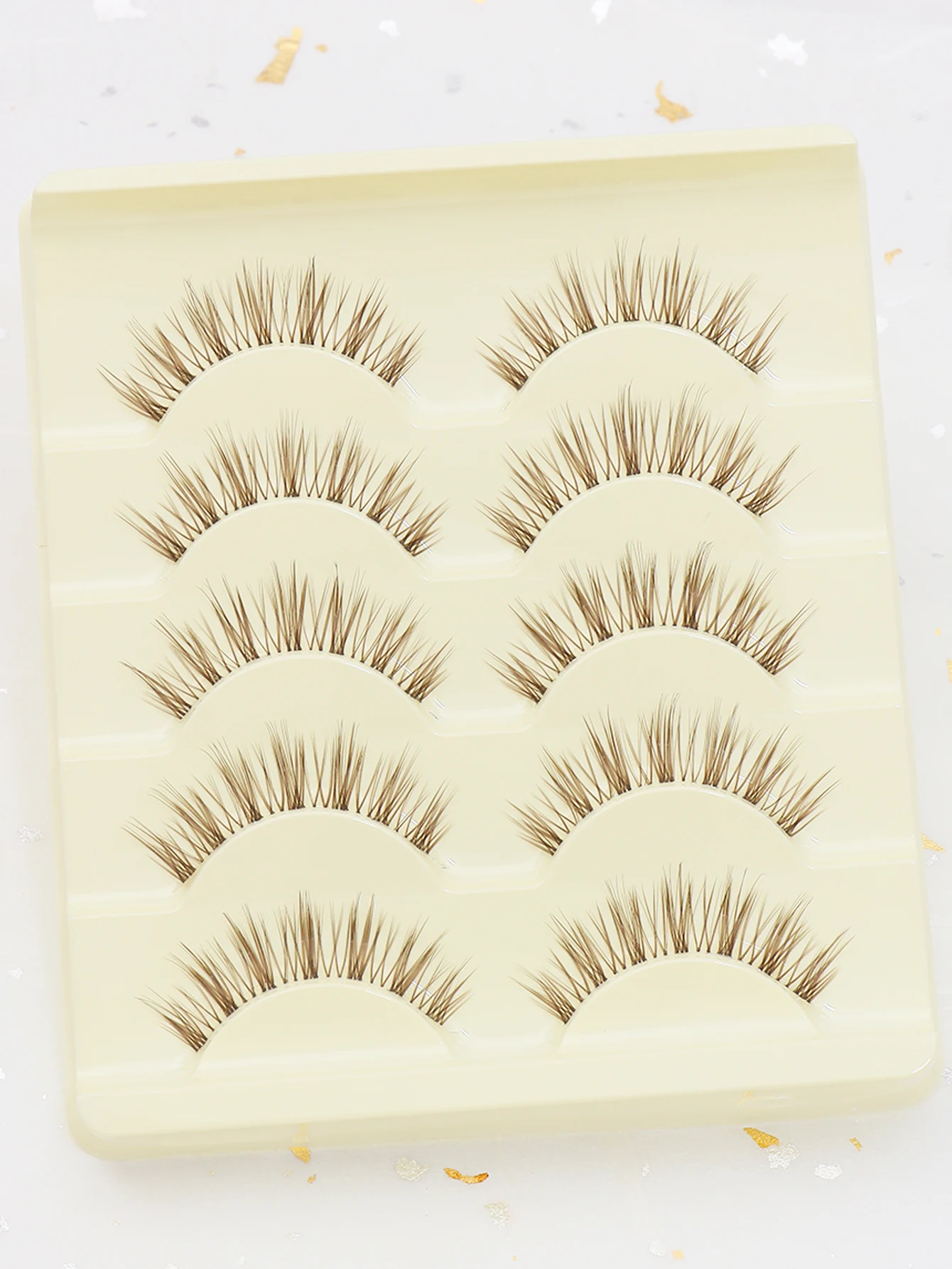 5 pairs brown eyelashes Natural sharpened style Beautiful wear comfortable effect Fake Lashes Makeup