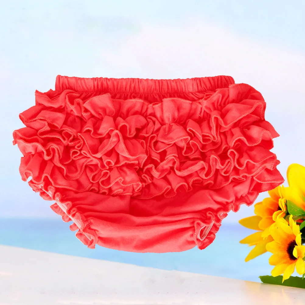 

Cotton Trim Baby Girl Diaper Cover Ruffle Lace Moisture Absorbent For Tutu Dresses Halloween Wear L Red