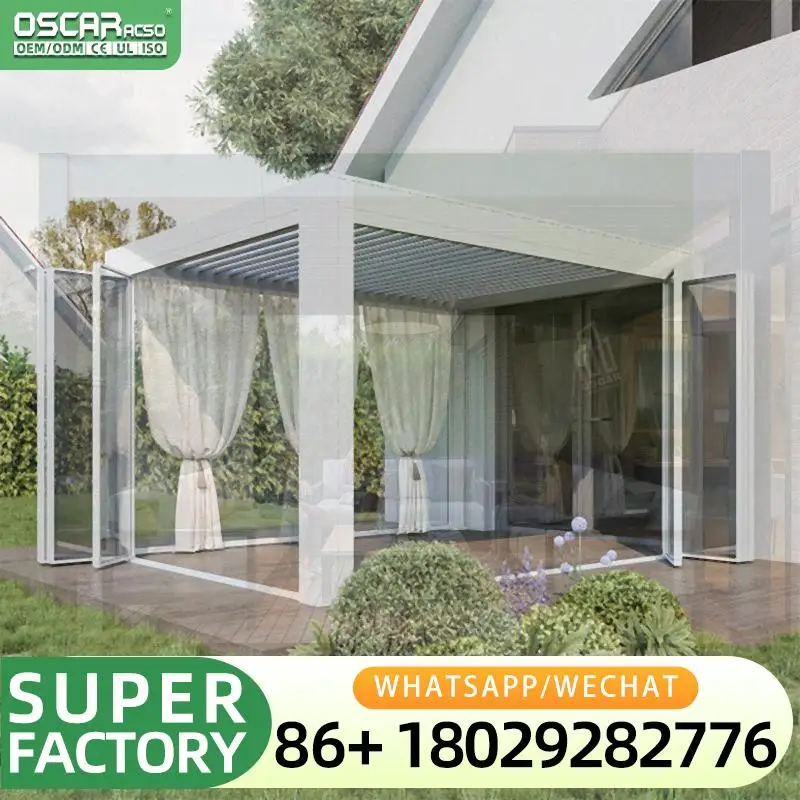 Outdoor Aluminum Prefab Sunroom Backyard Patio Enclosure Prefabricated Winter Garden Greenhouse Glass House Pergola Porch Deck V