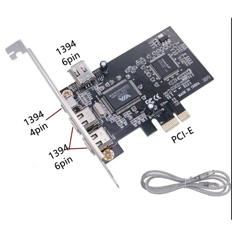 FireWire 1394a IEEE PCI-E PCI Express 1394 Controller Card Stable High Speed Data Transfer with Firewire Cable Pcie Control Card