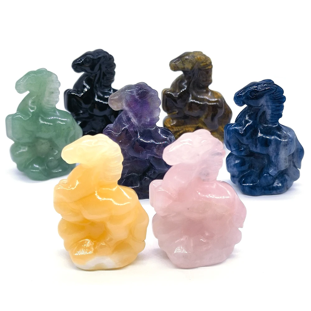 2 "أحجار الطاقة الكريستال الطبيعي الحصان منحوتة الحيوان تمثال الريكي شفاء الأحجار الكريمة الحرف ديكور المنزل هدية الكريسماس #4