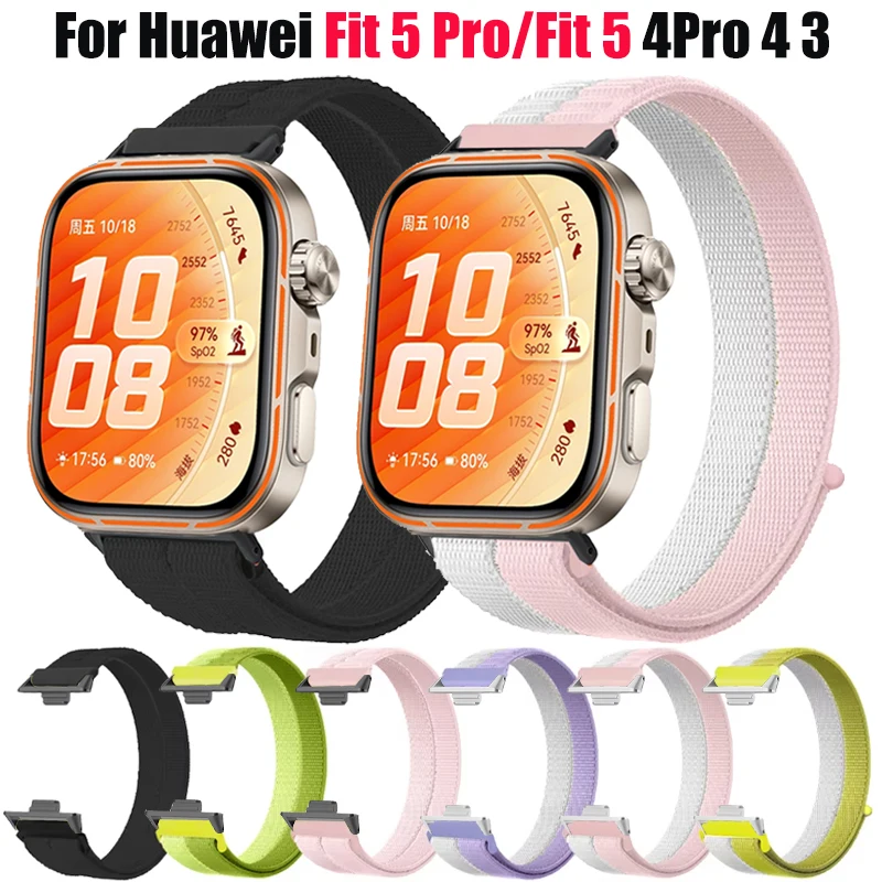 Geflochtenes Nylon-Schlaufenarmband für Huawei Watch Fit 5/5 Pro Sport, atmungsaktives Armband für Huawei Fit 4/4Pro Fit 3 Smartwatch-Zubehör