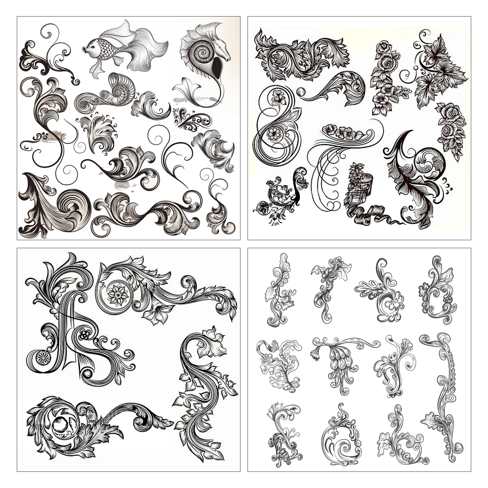 

Full-page Flowers/Fish Clear Stamps Rubber Silicone Seal for DIY Scrapbooking Card Making Album Decoroation Crafts